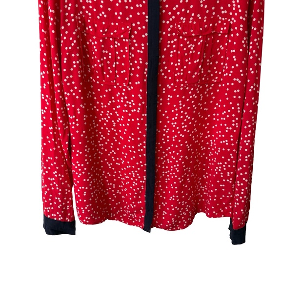 Maeve Red and White Polka Dot Button Down Shirt Size 12 Parisian Retro Office - Picture 10 of 14